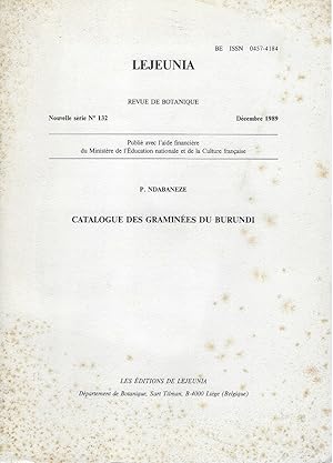 Catalogue des Graminees du Burundi