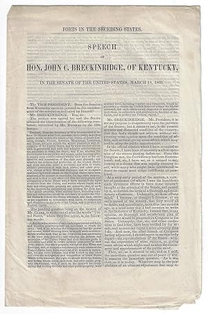 Forts in the Seceding States, Speech of Hon. John C. Breckinridge, of Kentucky, in the United Sta...