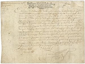 Manuscript document on vellum. Signed by the composer ("Delalande")