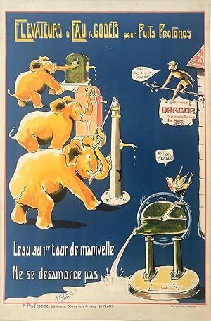 Original Vintage Poster - Dragor, Elevateurs d'Eau a Godets pour Puits Profonds