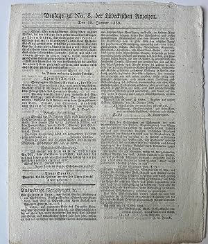 Printed publication newspaper 1832 | Beilage III no 8 der Lübeckischen Anzeigen, 28 januar 1832, ...