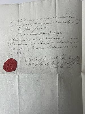 Manuscript legal German 1747 | Original manuscript deed for mortgage of 30 Frankische Guilder wit...