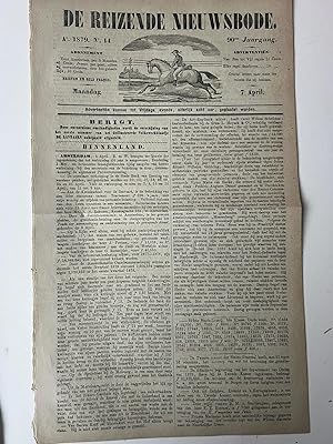 Pamphlet/Newspaper: De reizende Nieuwsbode (nieuws-bode), no 14 maandag 7 april 1879, Amsterdam w...