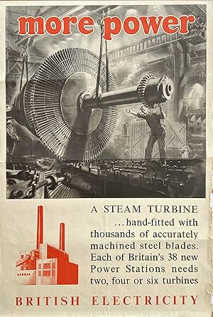 Original Vintage Poster - British Electricity - More Power (Excavating)