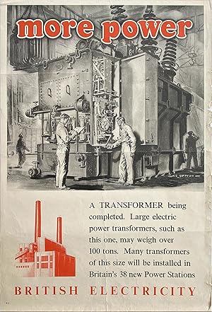 Original Vintage Poster - British Electricity - More Power (Transformer)
