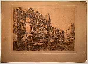 [Etching] Old Houses in Bridge Street--Chester
