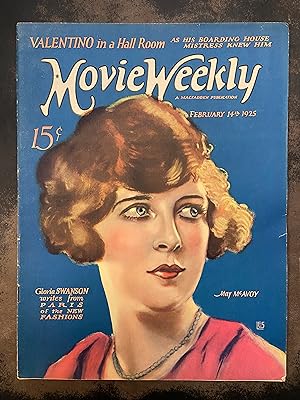 Movie Weekly Magazine: February 14th, 1925 May McAvoy (Color Cover) (Vol. V, No. 2)