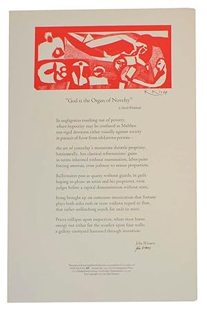 God is the Organ of Novelty: A North Whitehead (Signed Broadside)