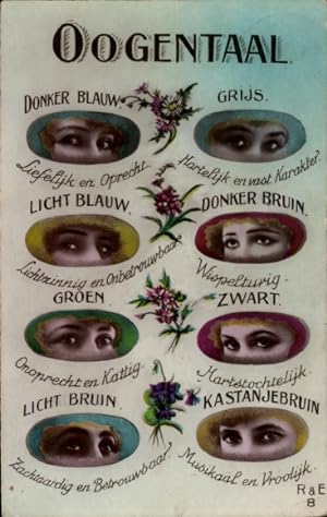 Ansichtskarte / Postkarte Augensprache, Grau, Dunkelbraun, Hellbraun, Kastanienbraun