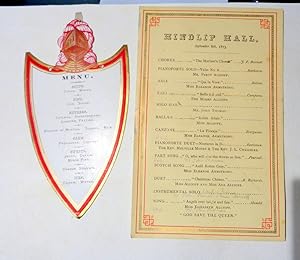 Menu's: 6 19th century menu's c1860's-1870's inc one for Hindlip Hall 1873 (Worcester & Sutton ar...