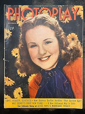Photoplay Magazine: November 1938, Deanna Durbin (Vol. LII., No. 11)