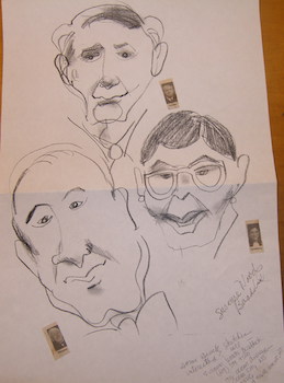 Souter, Ginsburg & Stevens. B&W Caricatures.