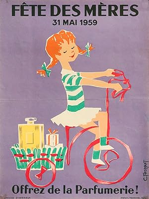 1959 French Fragrance Advertisement, Fête des Mères (Mothers day), Offrez de la Parfumerie!, (...