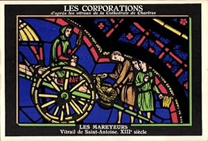 Ansichtskarte / Postkarte Chartres Eure et Loir, Die Unternehmen, Die Fischhändler, Buntglasfenst...
