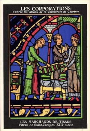 Ansichtskarte / Postkarte Chartres Eure et Loir, Unternehmen, Stoffhändler, Buntglasfenster von S...