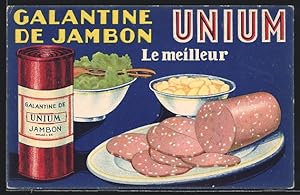 Ansichtskarte Reklame für Gelantine de Jambon, Wurst und Salat