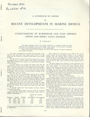 The Institute of Marine Engineers Transactions: Recent Developments in Marine Diesels, October 19...