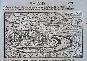 Alessandria Piedmont Italy 1628 Munster Cosmography wood cut print city view
