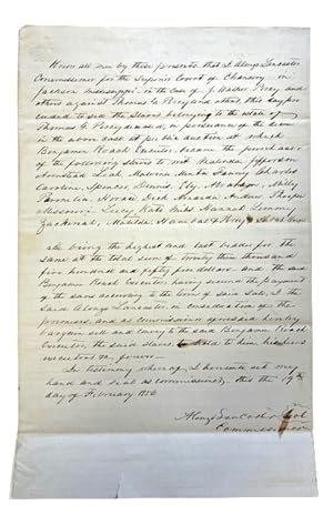 Document signed by the Commissioner for the Superior Court of Chancery in Jackson, Mississippi, f...