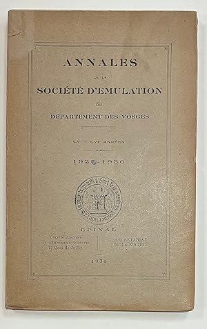 Annales de la société d'émulation du département des Vosges CV - CVI années 1929 1930