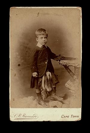Circa 1890 Photo of S. African Boy in Scottish Kilt w. Horse Hair Sporran