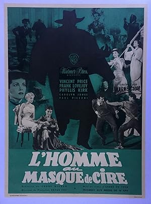Affiche cinéma entoilée L'HOMME AU MASQUE DE CIRE House of Wax VINCENT PRICE 60x80cm