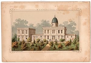 Antique Print-OBSERVATORY-STARS-TELESCOPE-WASHINTON-USA-Edward Sachse &co-1852