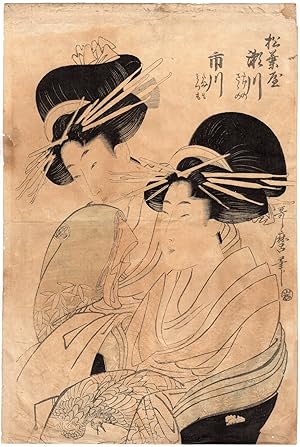 Antique Print-WOODBLOCK-JAPANESE WOMEN-COURTISANES-Utamaro-1790