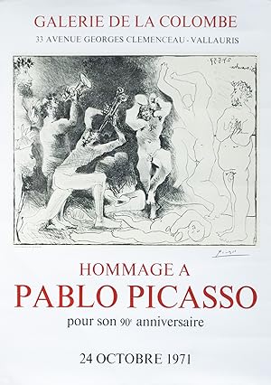 1971 French Exhibition Poster, Hommage a Pablo Picasso (pour son 90 aniversaire), Galerie de la C...