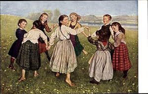 Künstler Ansichtskarte / Postkarte Thoma, Hans, Kinderreigen, Mädchen beim Tanzen