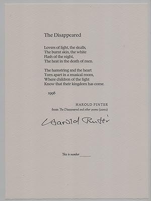 The Disappeared *Poetry Broadside - Bibliographical curiosity*