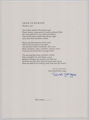 Snow in Europe *SIGNED Poetry Broadside -Bibliographical curiosity*