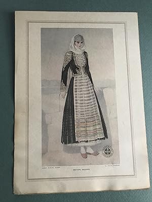 Megara Woman -Traditional Greek Woman's Costume vintage print