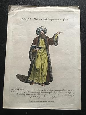 Habit of the Mufti or Chief Interpreter of the Law (antique hand colored engraving)