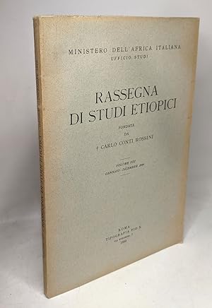 Rassegna di studi etiopici - volume VIII gennaio-dicembre 1949 / ministero dell'africa italiana