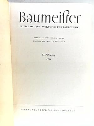 Baumeister - Zeitschrift für Baukultur und Bautechnik - 51. Jahrgang 1954 - Heft 1-12 gebunden