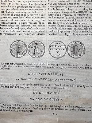 Numismatic print 1731 | Penning Zeelandtsche leeuw en Utrechts wapenschild met tekst zy heeft de ...