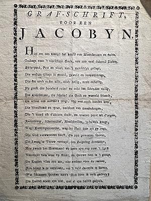 Printed publication death 1794 | Graf-schrift (grafschrift) voor een Jacobyn (Jacobijn), [s.l., 1...
