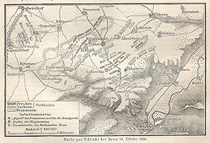 1890 Germany, Jena battle, Carta geografica antica, Old map, Carte géographique ancienne