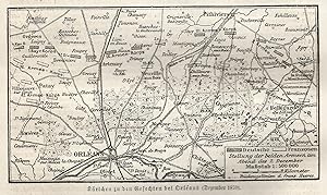 1890 France, Orléans and surroundings, Carta geografica antica, Old City Plan, Plan de la ville