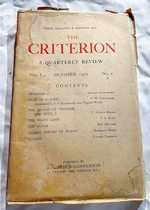 THE WASTE LAND in THE CRITERION. A Quarterly Review, October 1922, Original wraps