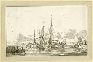 Antique Master Print-RIVER-VIEW-SHIPS-van Amstel-Esselens-1771