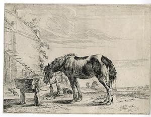 Antique Master Print-HORSE-HOUSE-MANGER-Stoop-1651