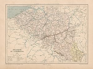 1892 Belgio e Lussemburgo, Belgique et Luxembourg, Carta geografica, Old map, Carte géographique ...