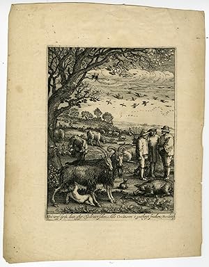Antique Master Print-ALL CREATURES TASTE GOD'S GOODNESS-CARICATURE-Hondius-1644