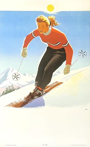 Original Vintage Poster - Ski in France - 'Lady Skier'