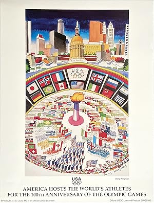 Original Vintage Poster - Atlanta Olympic Games - America Hosts the World's Athletes for the 100t...