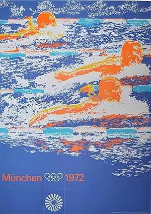 Original Vintage Poster - Munich Olympics - Swimming 1972