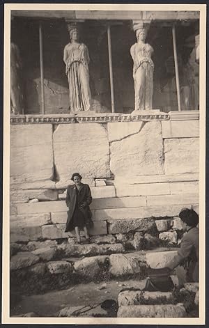 Egypt 1956, Necropolis of Giza, Statues, Woman posing, Vintage photo