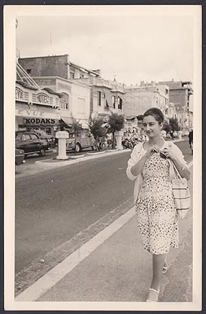 France 1963, Les Sables d'Olonne, A street in the center, Animated, Vintage photography